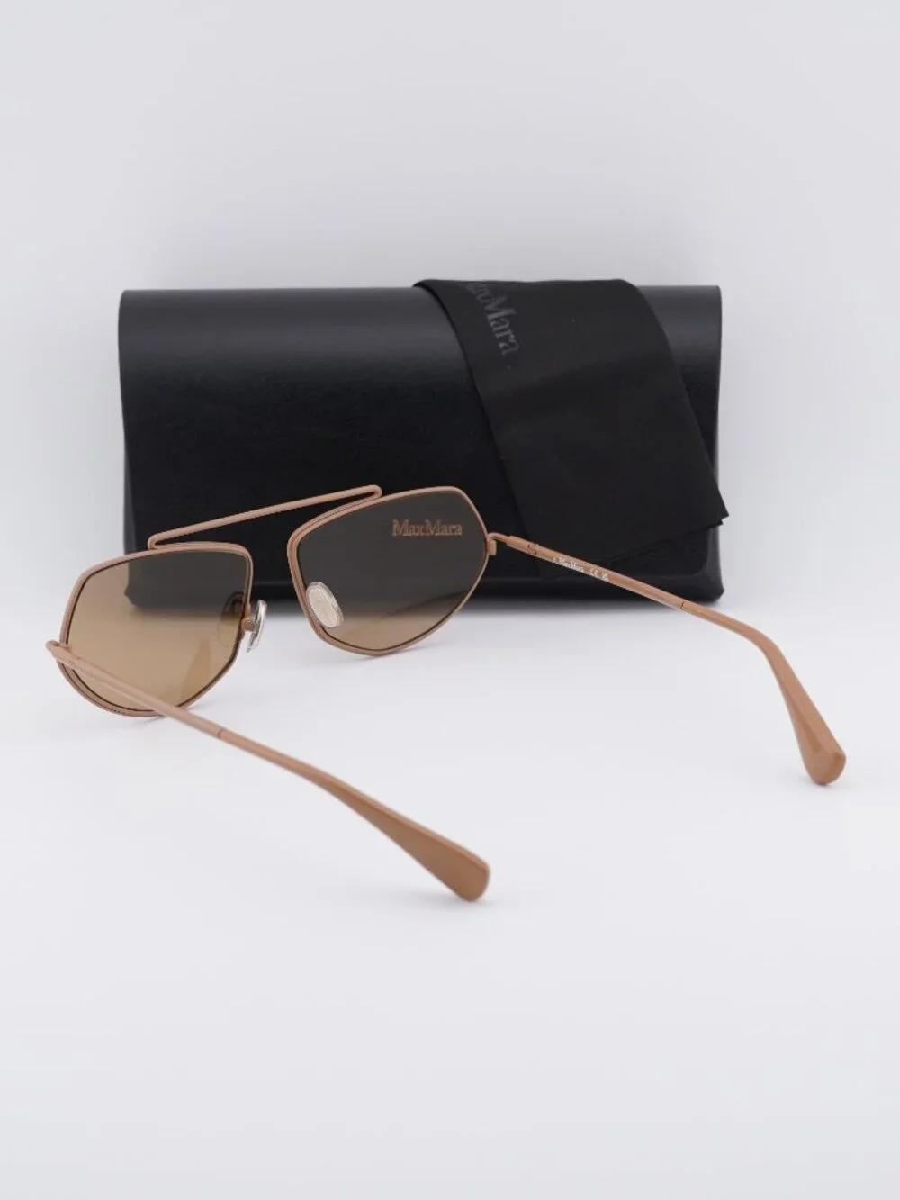 Max Mara MM0165 45E Joey Geometric Sunglasses - Shiny Light Brown/Brown